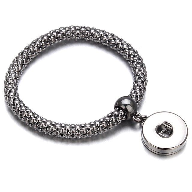 Adjustable Metal Snap Bracelet Bangle Silver Bracelet