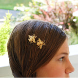2PCS Style Girl Exquisite Gold Bee Hairpin