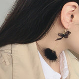 1 Pair Sweet Plush Ball Aesthetic Bow Earring
