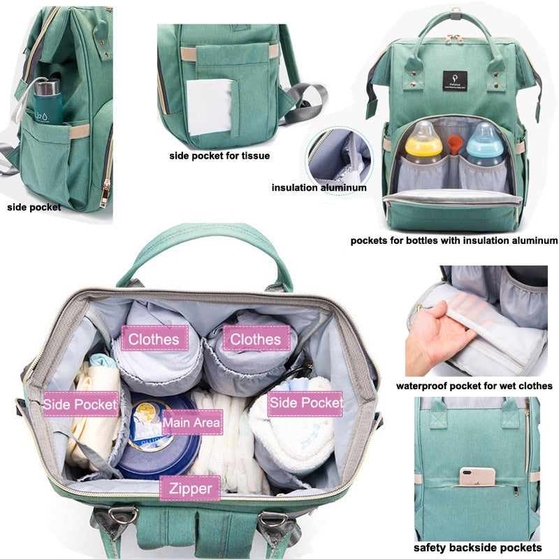 USB Large Capacity Nappy Waterproof Bag