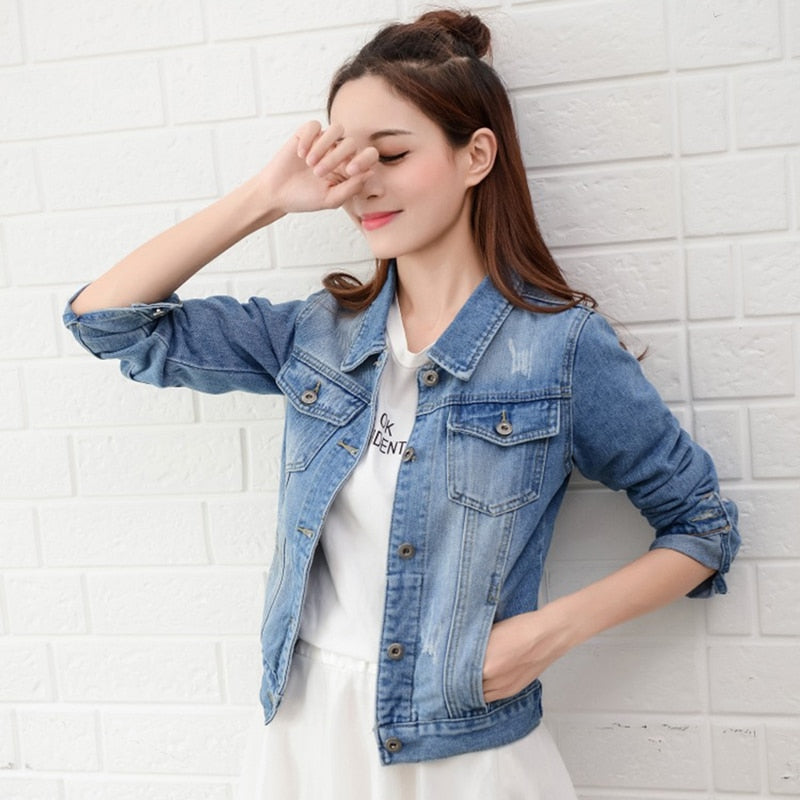 Light Blue Bomber Short Denim Jackcets