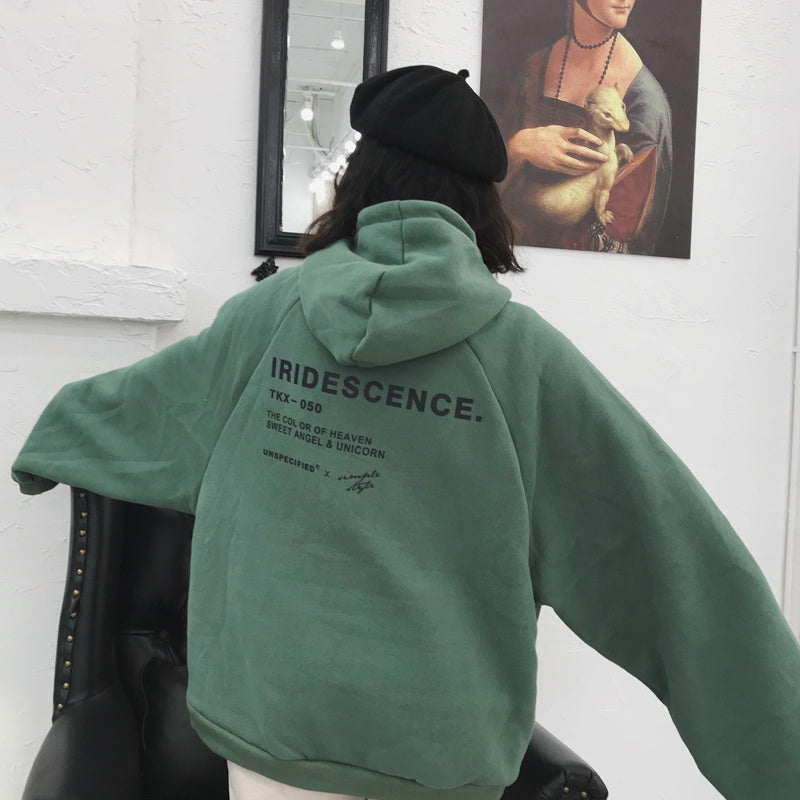 Thicker Plus Velvet Warm Soft Letter Printed Sweatshirts