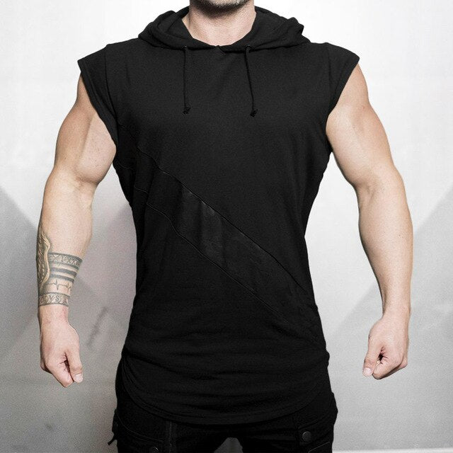 Men Bodybuilding Tank Top sleeveless Hoodie