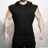 Men Bodybuilding Tank Top sleeveless Hoodie