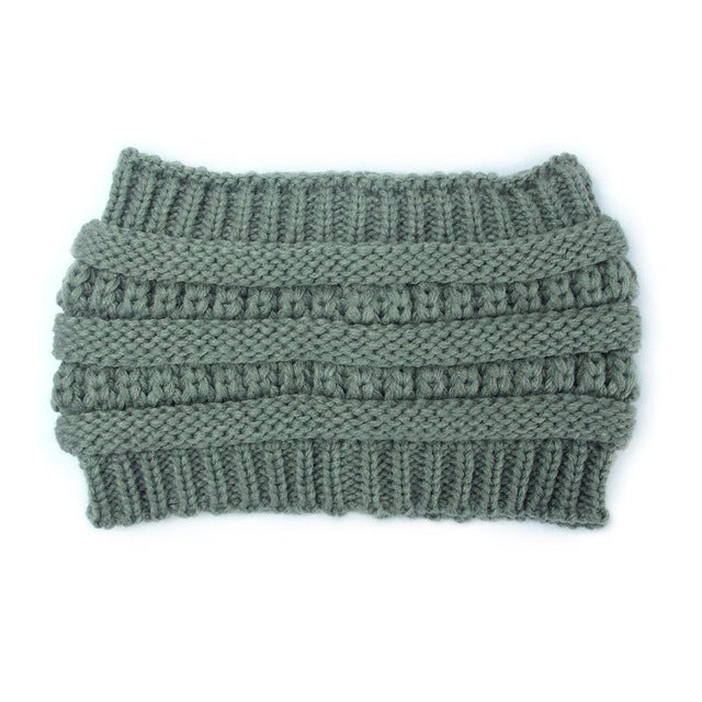 Ponytail Beanie Women Stretch Knitted Hats