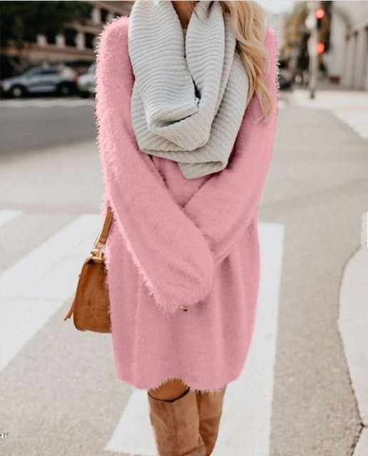Long Sweater Yellow Black Pink Sweater Dress