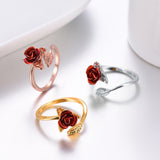 Red Rose Garden Flower Resizable Finger Rings