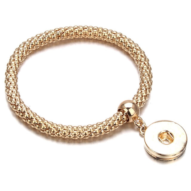 Adjustable Metal Snap Bracelet Bangle Silver Bracelet