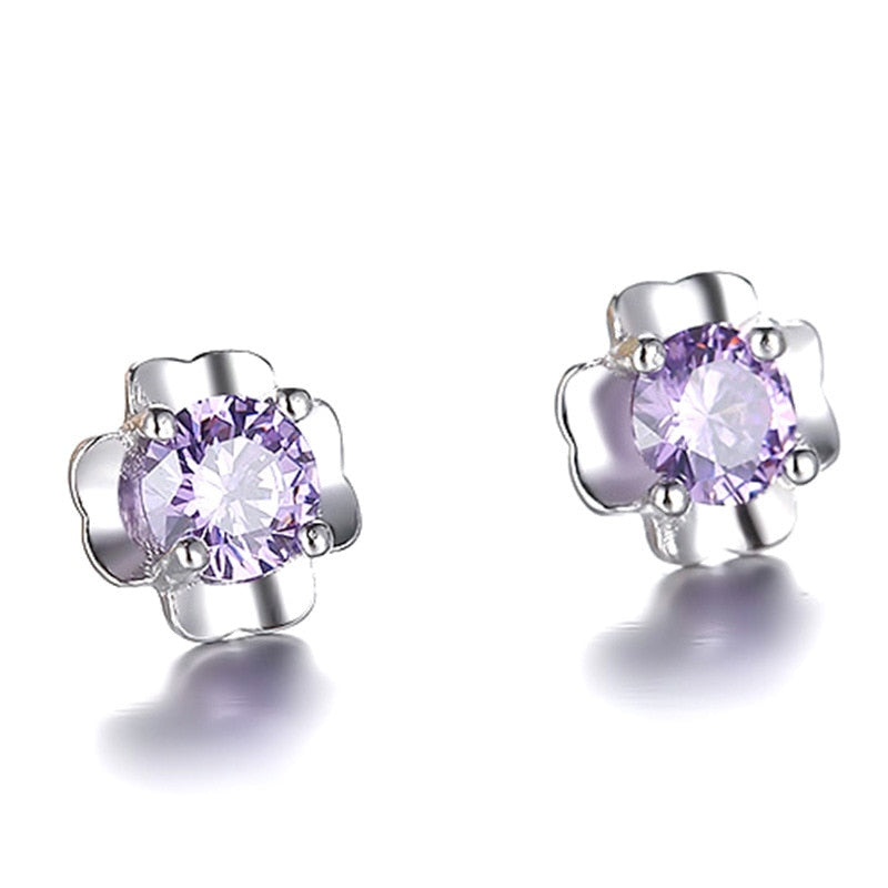 Flower Dolphin Daisy Silver Plated Stud Earrings
