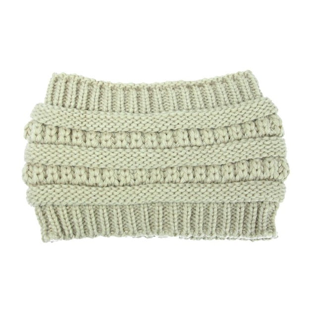 Ponytail Beanie Women Stretch Knitted Hats