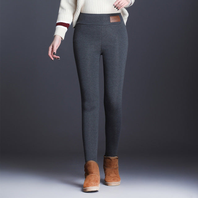 Women Thick Warm Elastic Pants