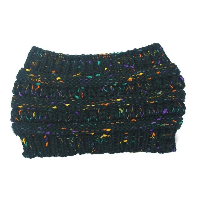 Ponytail Beanie Women Stretch Knitted Hats