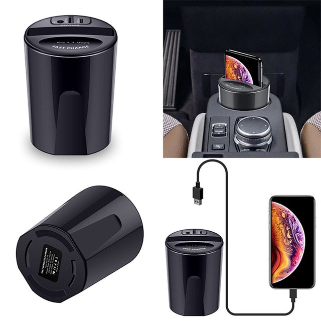 10W Car Wireless Charger Cup with USB