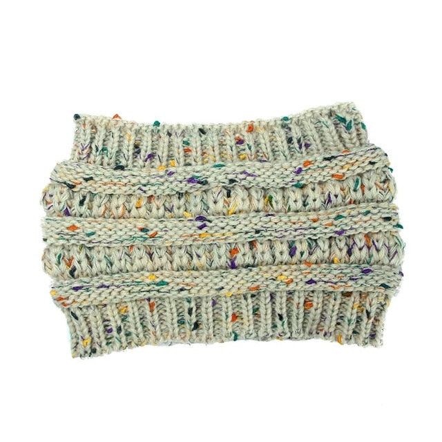 Ponytail Beanie Women Stretch Knitted Hats