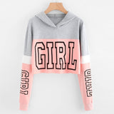 Women Street wear Letter Crop Top Hoodie