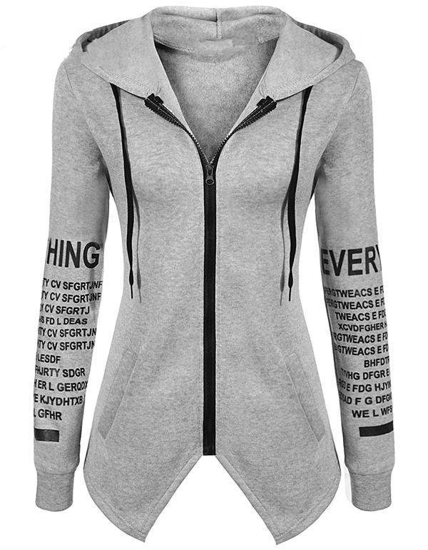 letter print pullover zipper