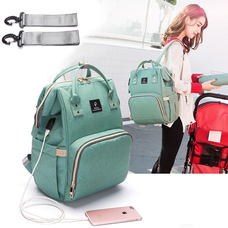 USB Large Capacity Nappy Waterproof Bag