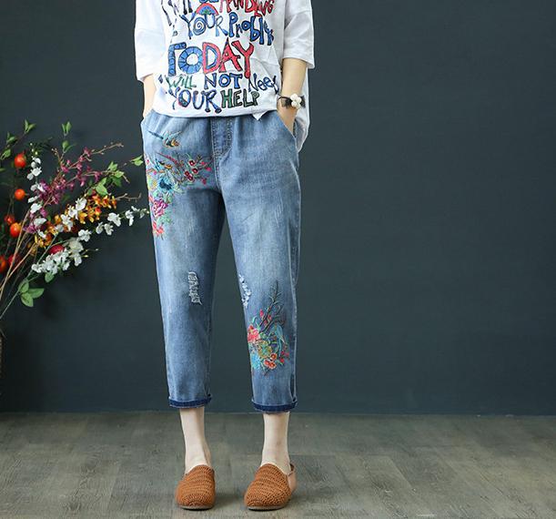 Loose Comfort Casual Cowboy Female  pants