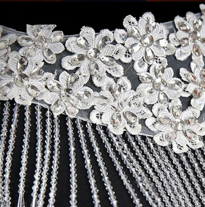 White Bolero Appliques Crystals Wedding Wrap