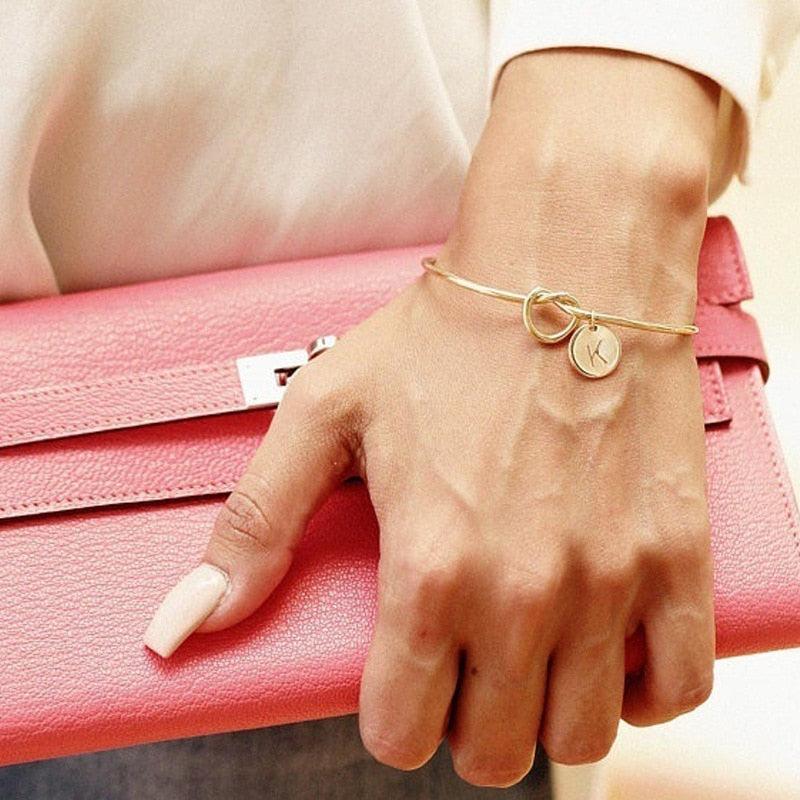 26 letter gold silver color heart bracelet