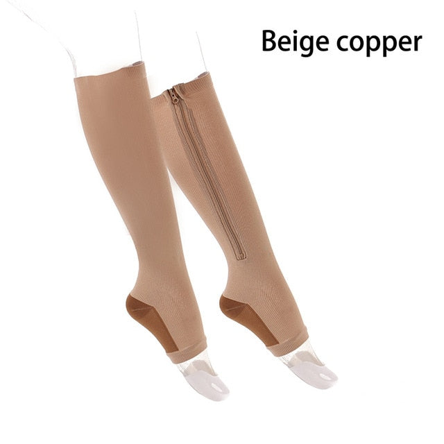 1 Pair Unisex Compression Socks Zipper