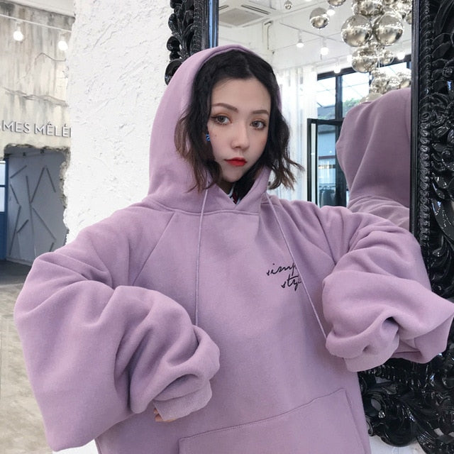 Thicker Plus Velvet Warm Soft Letter Printed Sweatshirts
