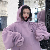 Thicker Plus Velvet Warm Soft Letter Printed Sweatshirts