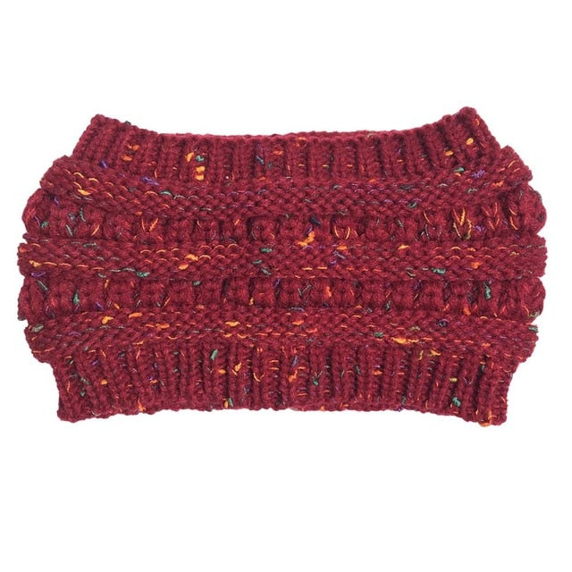 Ponytail Beanie Women Stretch Knitted Hats