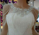 White Bolero Appliques Crystals Wedding Wrap