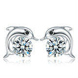 Flower Dolphin Daisy Silver Plated Stud Earrings