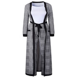 Striped Wide-Legged Pants with Long Coat
