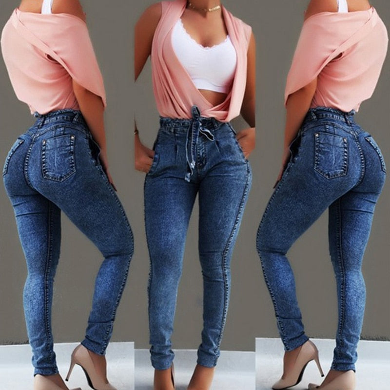 Street wear Bandage Denim  Jeans