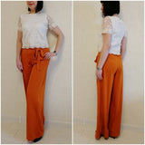 High Waist Drawstring Front Trousers