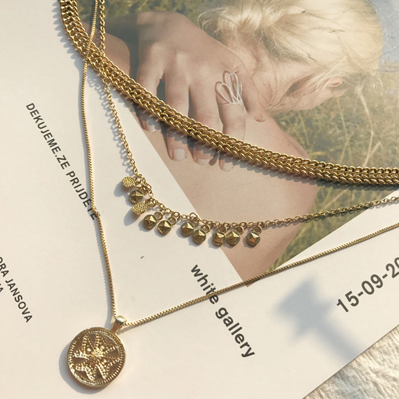 Female Multi Layered Charms Pendant Necklace