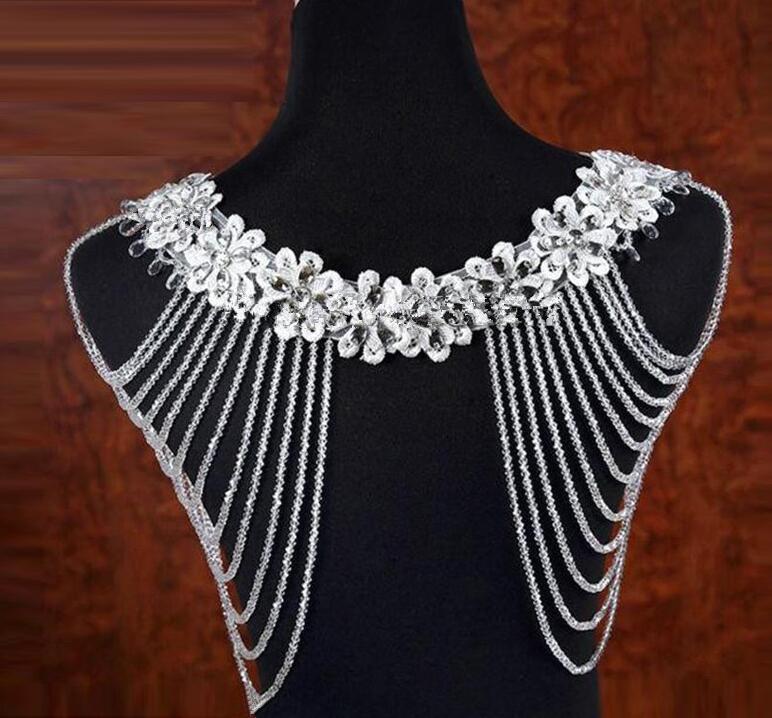 White Bolero Appliques Crystals Wedding Wrap