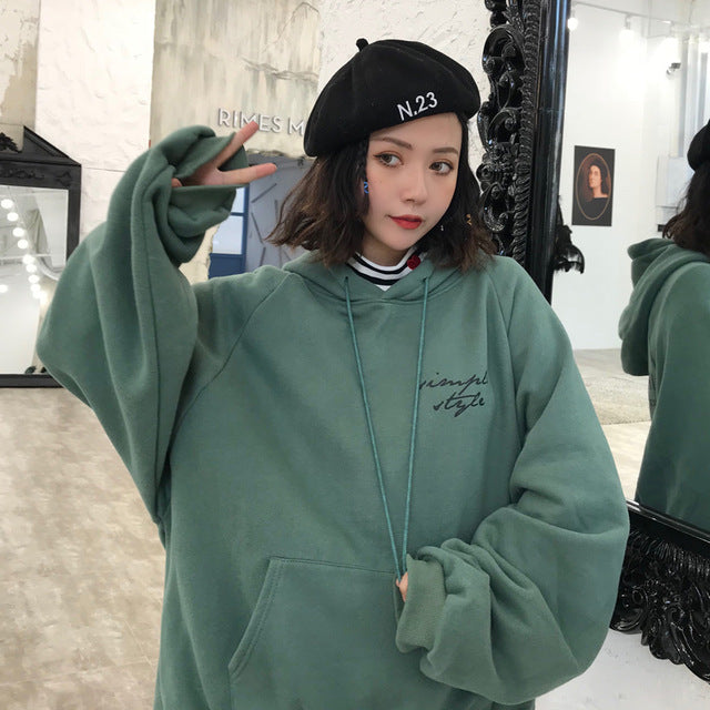 Thicker Plus Velvet Warm Soft Letter Printed Sweatshirts