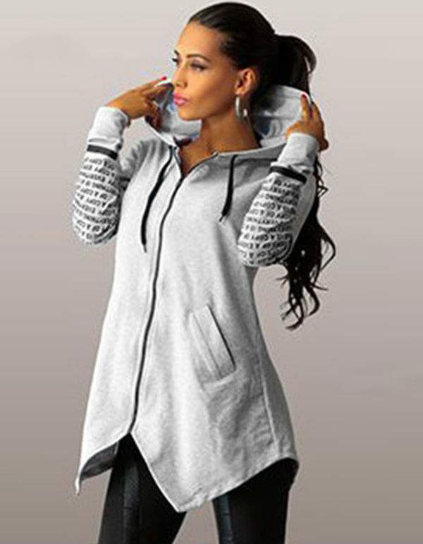 letter print pullover zipper