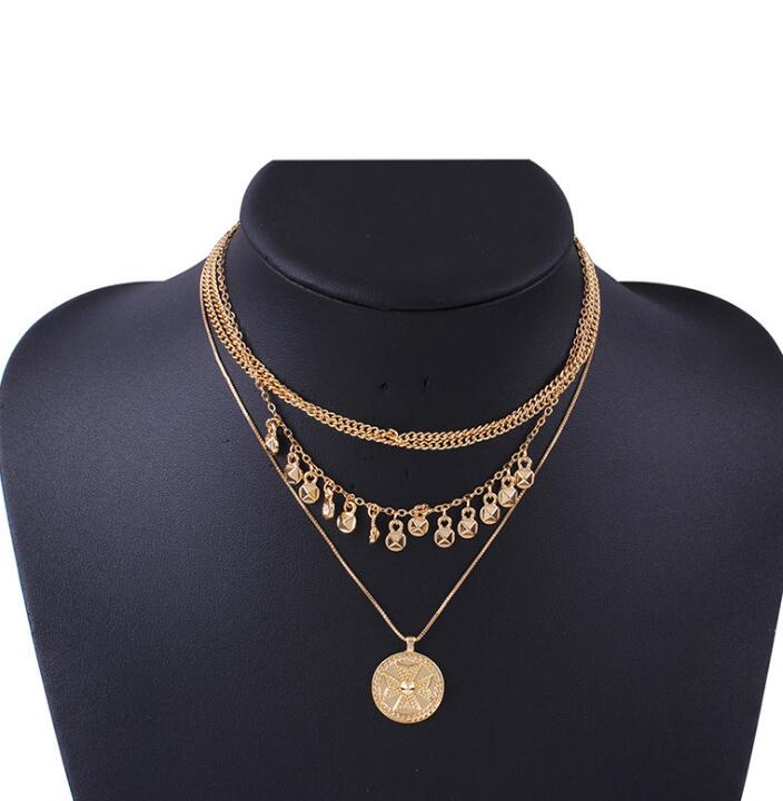 Female Multi Layered Charms Pendant Necklace