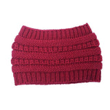 Ponytail Beanie Women Stretch Knitted Hats