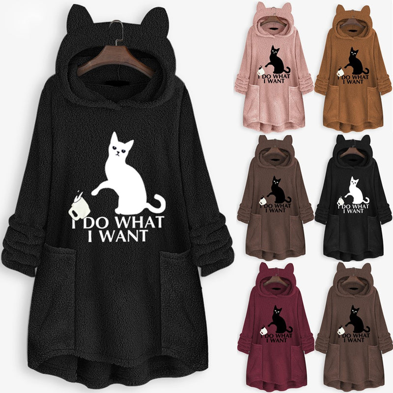 Women Sweatshirt Long Pocket Hoodie