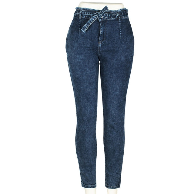 Street wear Bandage Denim  Jeans
