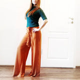 High Waist Drawstring Front Trousers