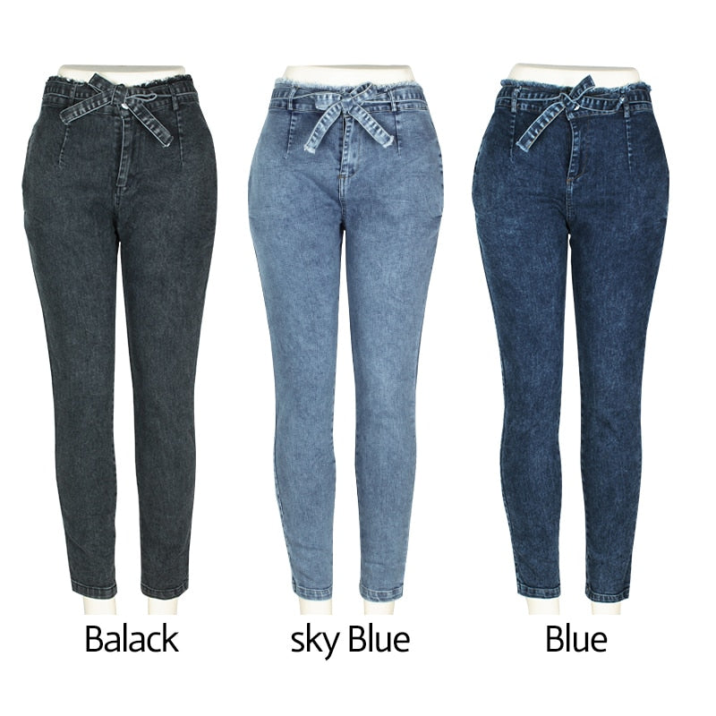 Street wear Bandage Denim  Jeans