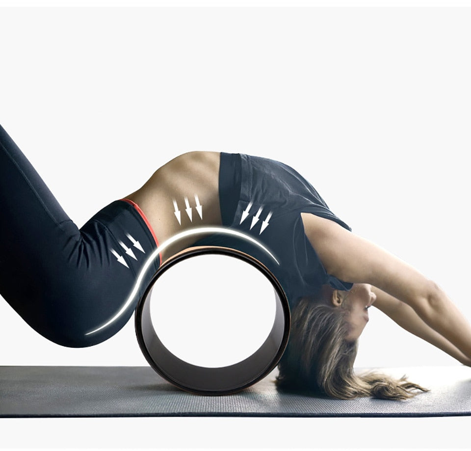 Wood Yoga Wheel Pilates with Buddha Lotus