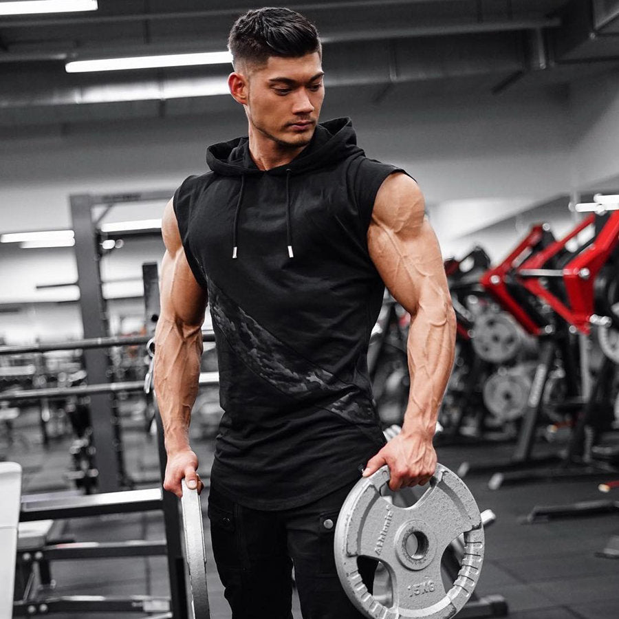 Men Bodybuilding Tank Top sleeveless Hoodie