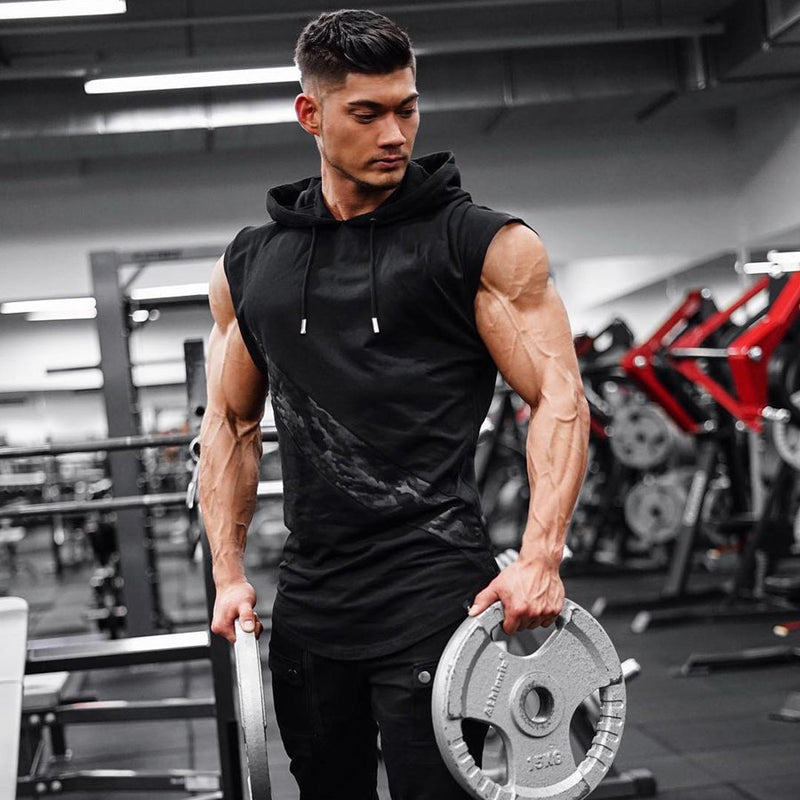 Men Bodybuilding Tank Top sleeveless Hoodie