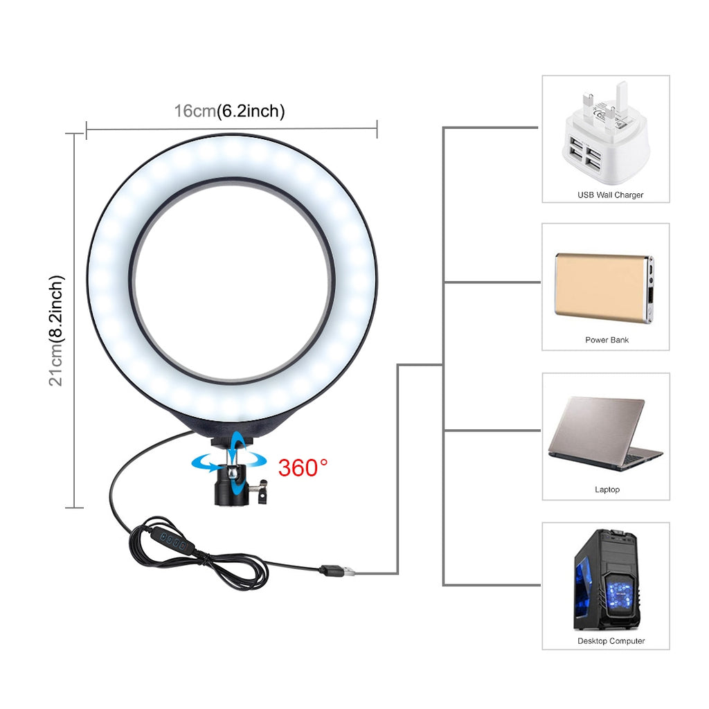 USB 3 Modes Dimmable LED Ring Lights