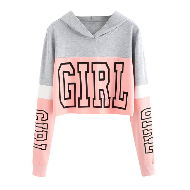 Women Street wear Letter Crop Top Hoodie