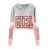 Women Street wear Letter Crop Top Hoodie