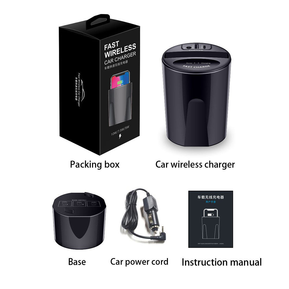 10W Car Wireless Charger Cup with USB